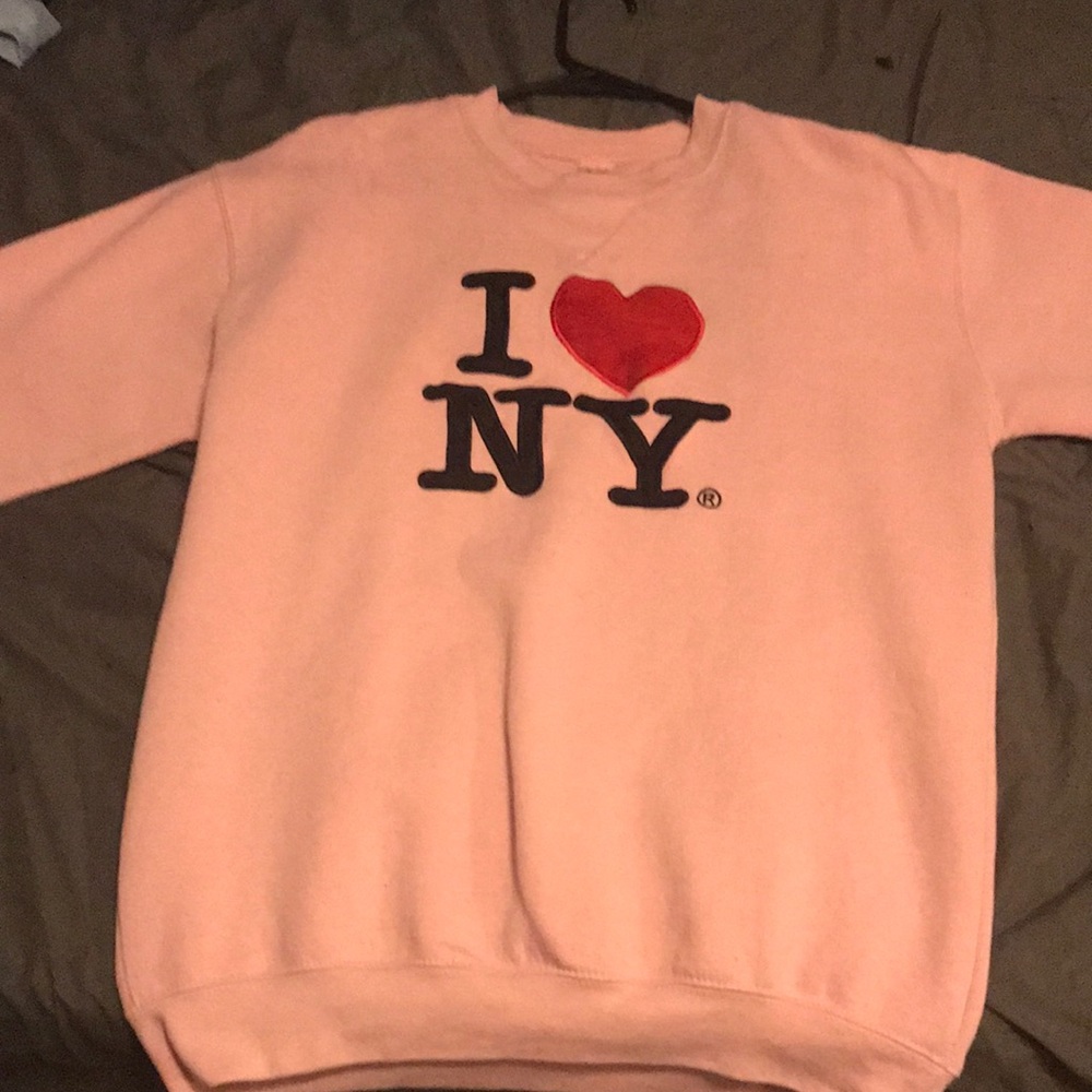 Pink,I love nyc,long sleeve,sweater.